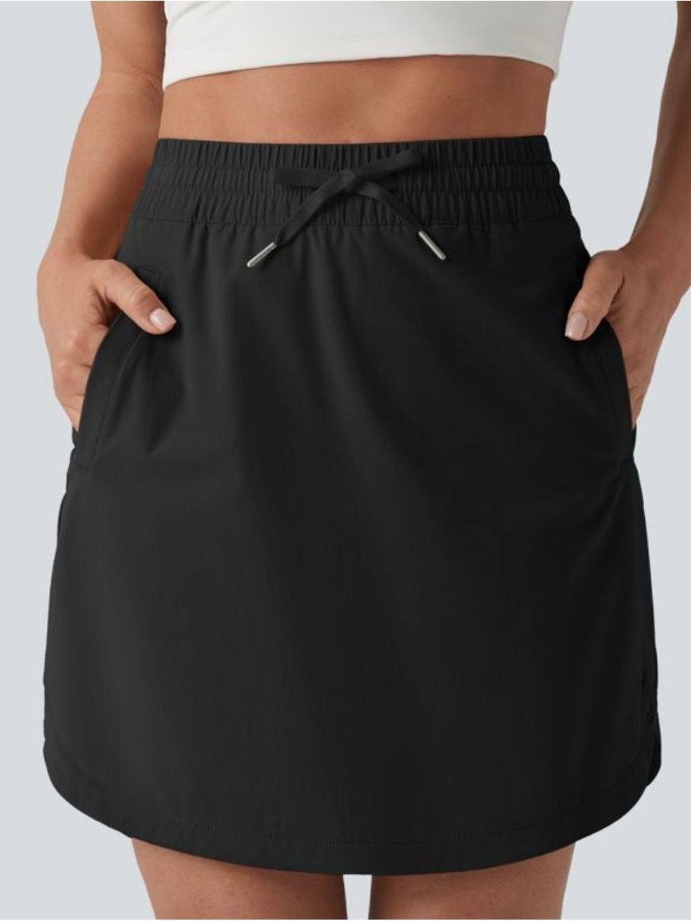 Halara High Waisted Drawstring Pocket 2-in-1 Curved Hem Mini Golf Skirt Size L